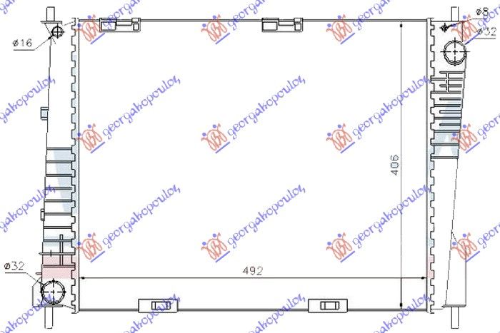 Hladnjak motora 1.5 dizel (+KLIMA) (49.4X41.5X2.3) uk (KOYO)