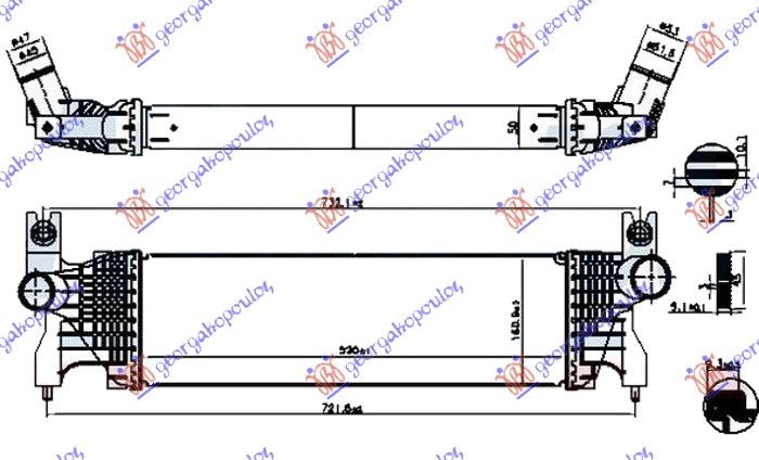 Hladnjak interkulera 1.6 ddis dizel (520X160X50)