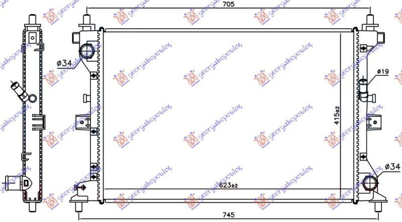 Hladnjak motora 1.6 ddis dizel ručni (623X415X27) (KOYO)