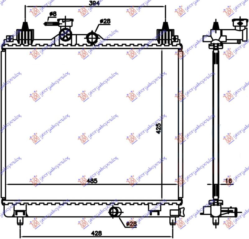 Hladnjak motora 1.2 benzin (425X485X16) (KOYO)
