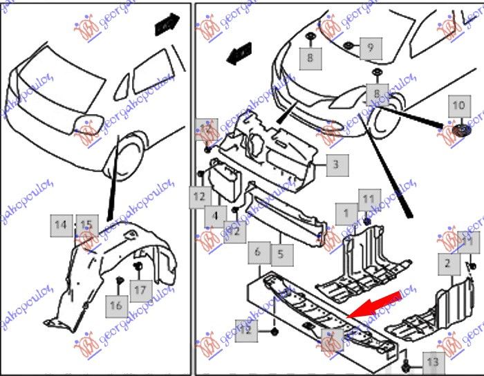 Zaštita motora ispod branika plastična