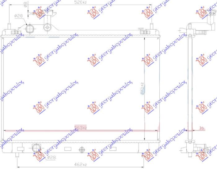 Hladnjak motora 1.2 benzin (400X540) (KOYO)