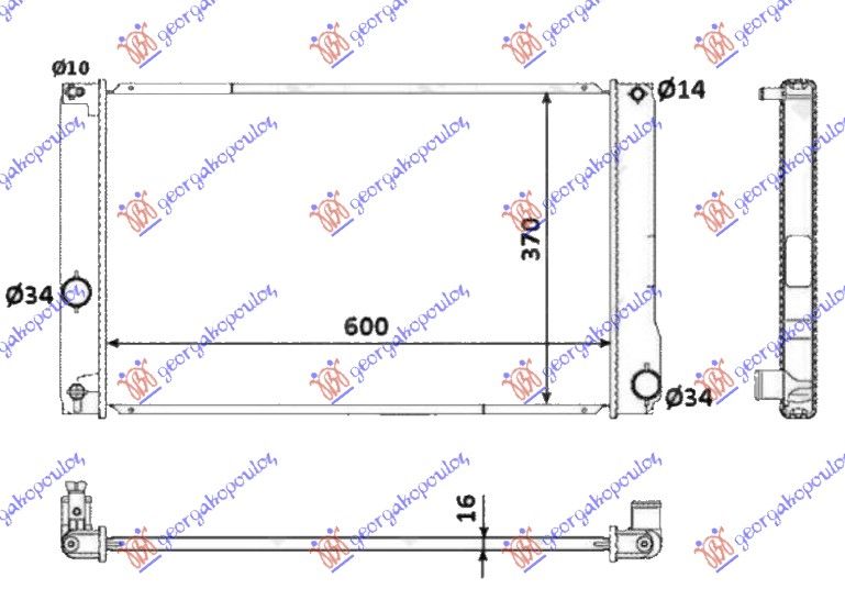 Hladnjak motora 1.8 hibrid automatski (60X35X16)