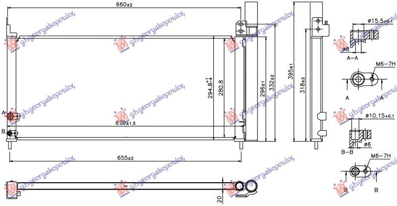Hladnjak klime – a/c 1.8i 16v hibrid (PRIUS PLUS) (670×280×20)