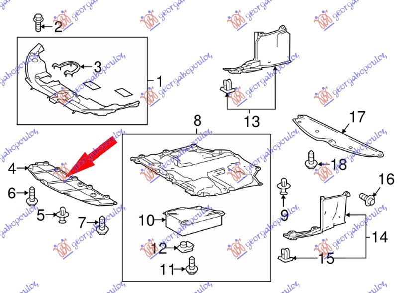 Zaštita motora ispod branika plastična