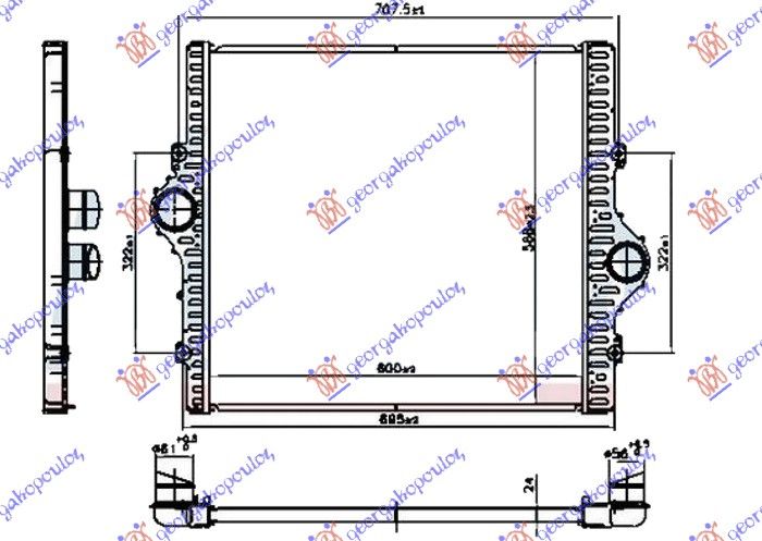 Hladnjak interkulera 3.0 d4d dizel (600X568X24)