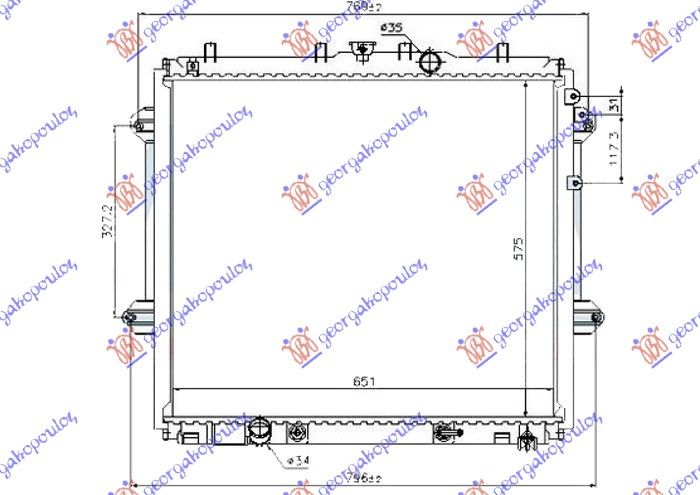 Hladnjak motora 4.0i v6 benzin automatski (570X650X26)