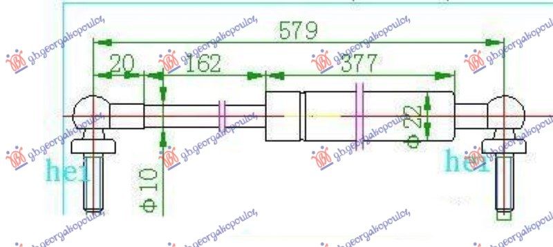 Amortizer gepek vrata -05 rh=lh (579L-690N)