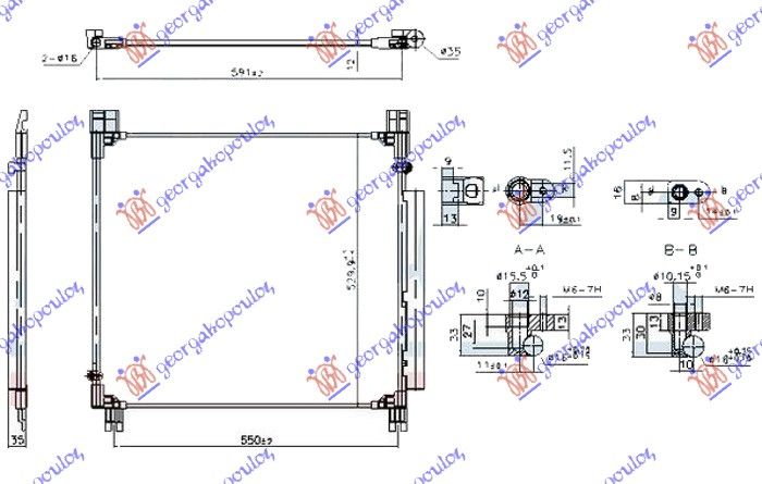 Hladnjak klime 2.8 dizel (575×510×12) tube dijagonal
