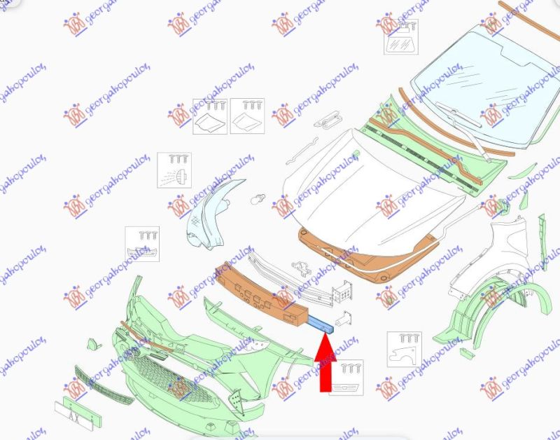 Šina prednjeg branika aluminijum