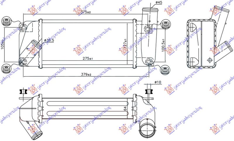 Hladnjak interkulera 1.4 d4d dizel (275X127X64)