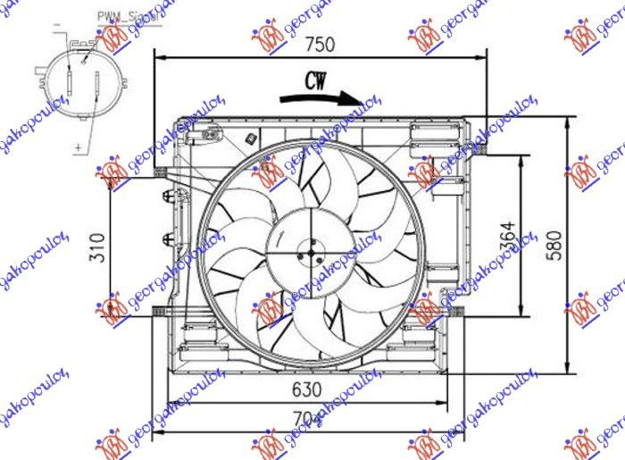 Ventilator hladnjaka komplet 2.0 t5-t6-t8 hybrid benzin
