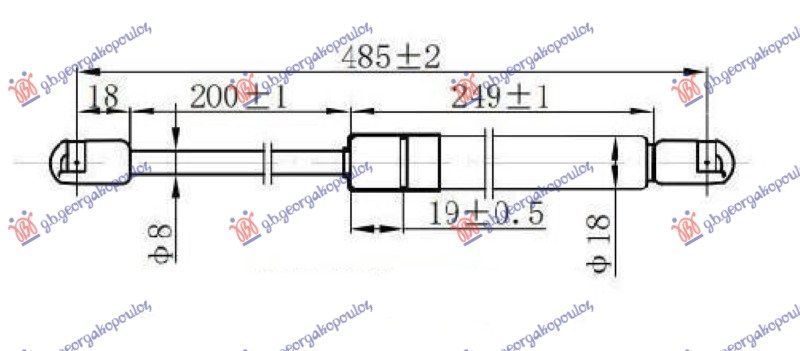 Amortizer gepek vrata 3/5 vrata (484L-530N)