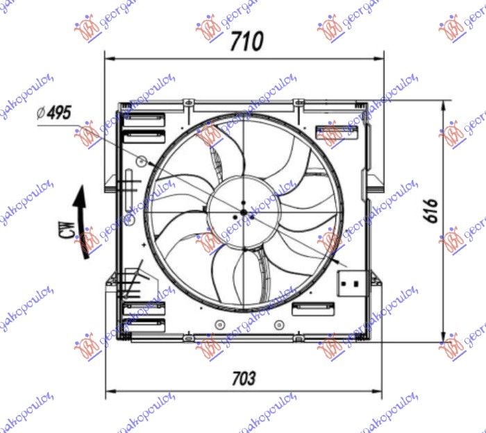 Ventilator hladnjaka komplet 2.0 tsi benzin - 2.0 tdi dizel (495 MM) (600 W) (4 PIN)
