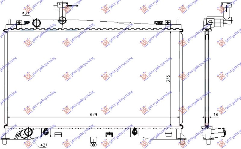 Hladnjak motora 1.8–2.0 benzin automatik (375X680X16) -05