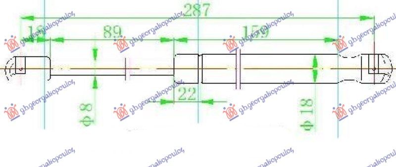 Amortizer gepek vrata 4 vrata (287L-495N)