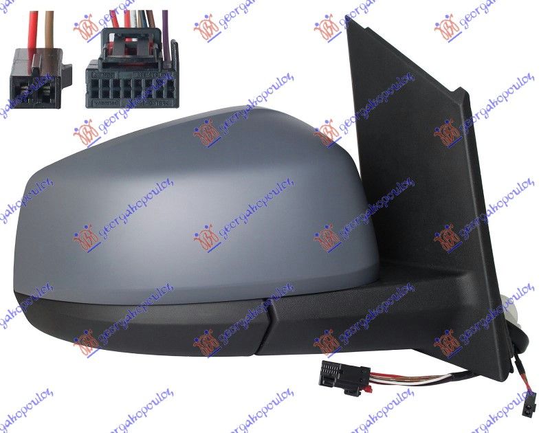 Retrovizor električni grijani preklopivi grundiran (S SIDE ASSIST) (9 PINA) (A KVALITETA) (KONVEKSNO STAKLO)