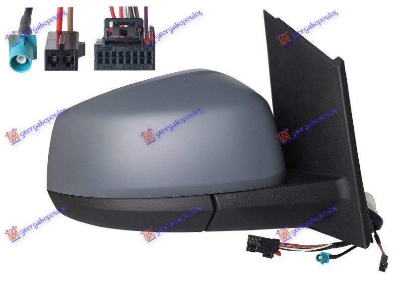 Retrovizor električni grijani preklopivi grundiran (S SIDE ASSIST) s antenom (10 PINA) (A KVALITETA) (KONVEKSNO STAKLO)