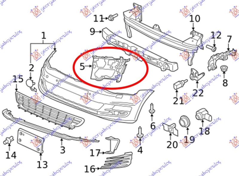 Nosač prednjeg branika bočni plastični gti