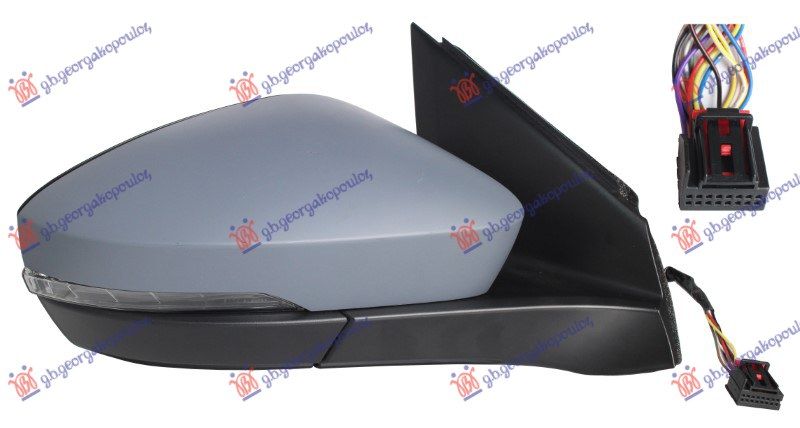 Električni grijani sklopivi retrovizor s memorijom (SA SVJETILJKOM I BLISOM) (14PIN) (B KVALITETA) (KONVEKSNO STAKLO)