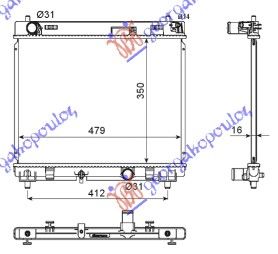 Hladnjak motora 1.4 d-4d dizel (66KW) (350X480X16)