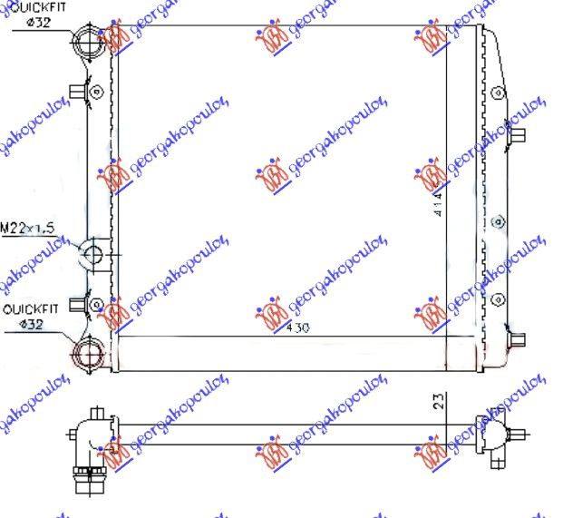 Hladnjak motora svi modeli – klima (43X41) (BEZ VENTILATORA) (VALEO CLASSIC)