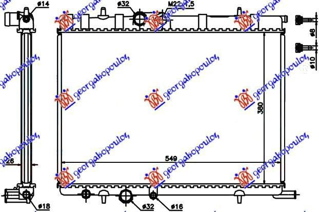 Hladnjak motora 1.1-1.4i 8v-1.4-1.6i 16v 02- (38X55)